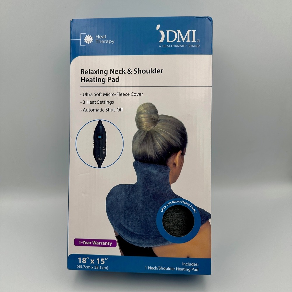 DMI Relaxing Neck and Shoulder Heating Pad 18x15 Micro-Fleece Grey 619-5136-1900